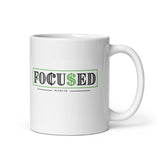 Focused White glossy mug